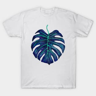 Blue monstera leaf T-Shirt